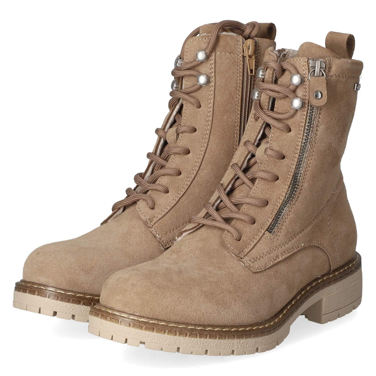 Schnürstiefeletten Taupe