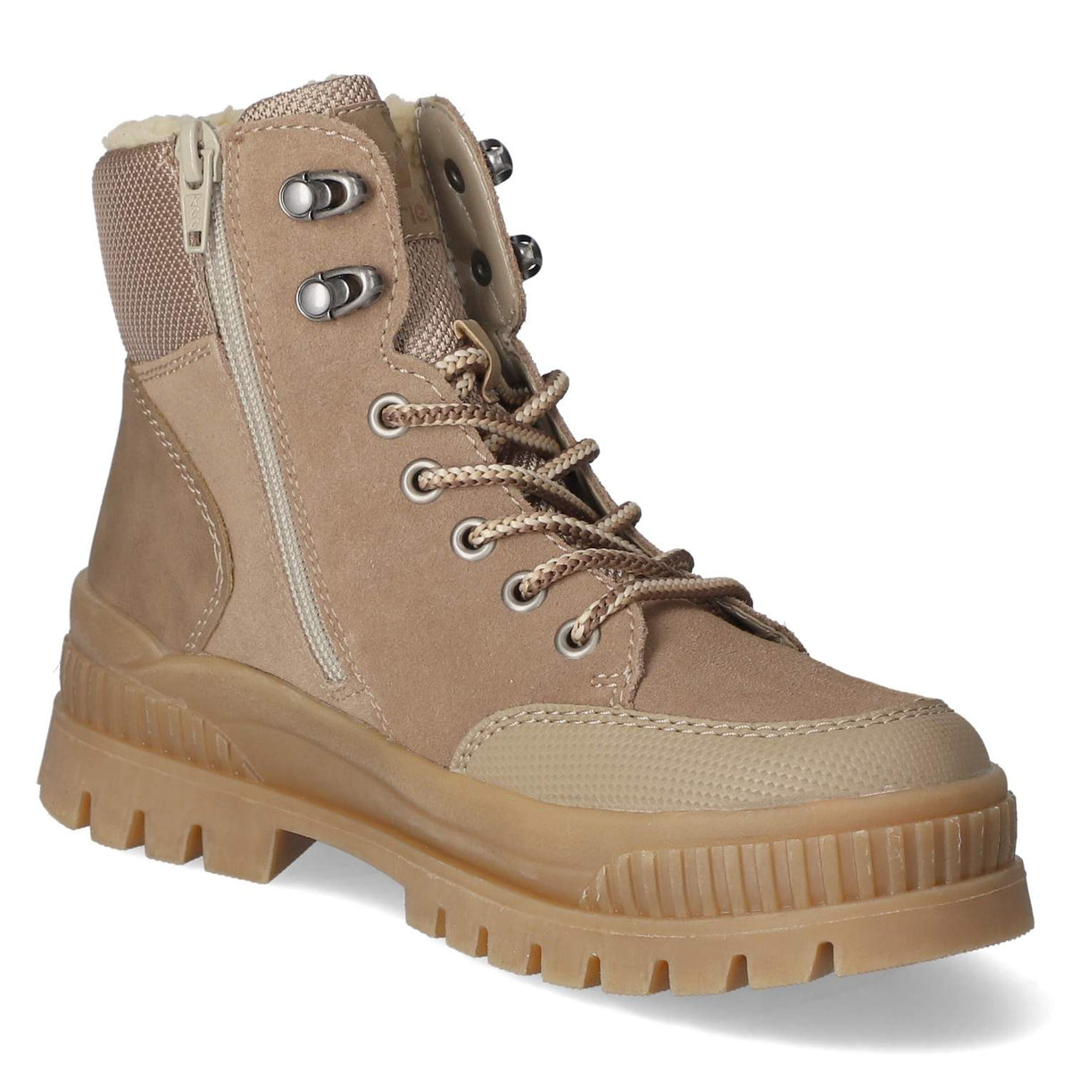 Schnürstiefeletten Beige