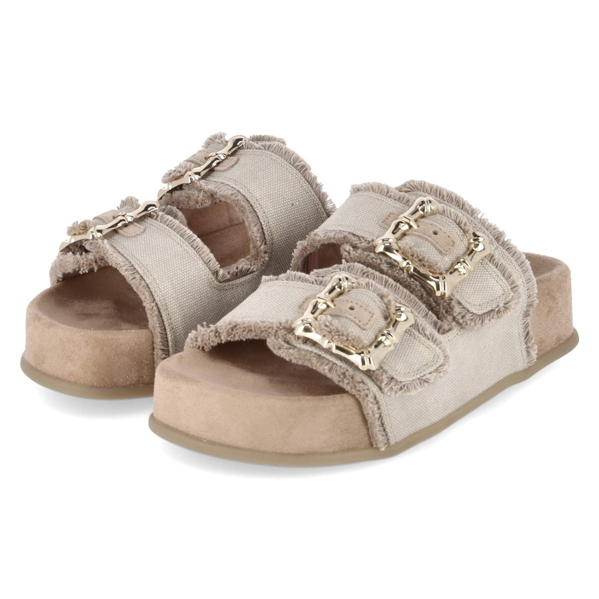 Plateaupantoletten Taupe