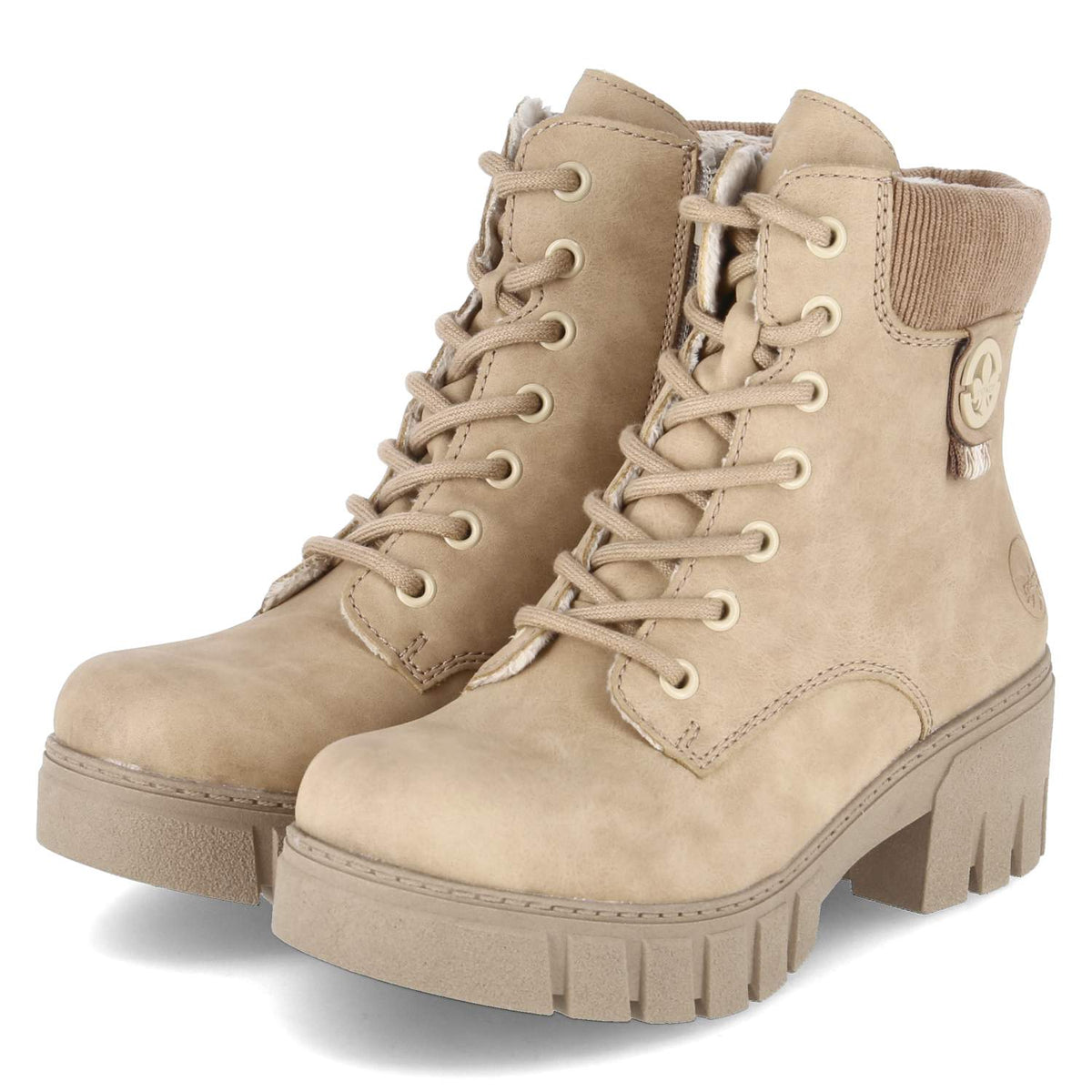 Schnürstiefeletten Beige
